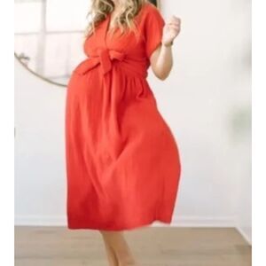 Hatch The Carolina Red Gauze Maxi Dress Size L